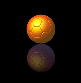 golden soccer ball on black background - 3d illustration