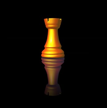 golden chess-tower on black background - 3d illustration