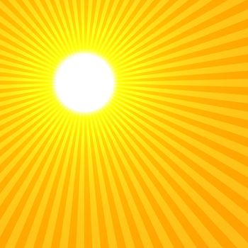 Yellow Sun Abstract, Rays Shine From A Bright Center, Illustration Background