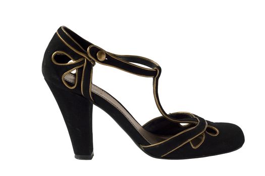 black and gold high heel shoe