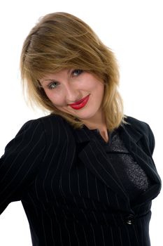 expressive woman on white background