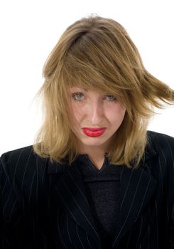 expressive woman on white background
