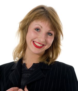 expressive woman on white background