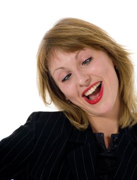 expressive woman on white background