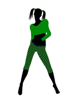 Casual dressed female silhouette on a white background