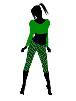 Casual dressed female silhouette on a white background