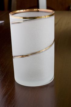 glass on a wooden table