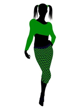 Casual dressed female silhouette on a white background