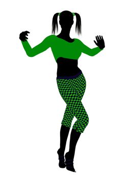 Casual dressed female silhouette on a white background