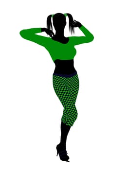 Casual dressed female silhouette on a white background