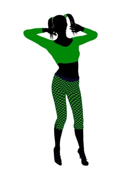 Casual dressed female silhouette on a white background