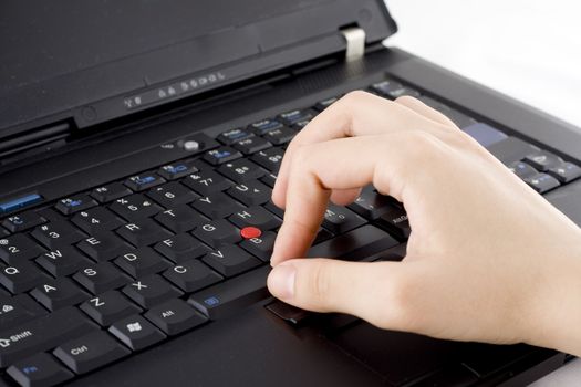 typing on a laptop