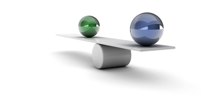 A 3d set of spheres, balancing on a tube