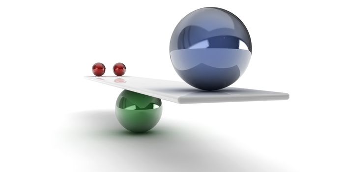 A 3d set of spheres, balancing on a tube