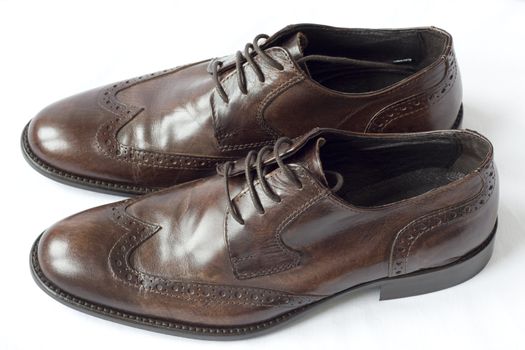 pair of brown leather shoes