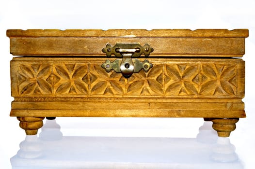 Wooden casket on white background