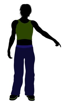 Casual dressed male silhouette on a white background