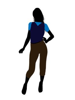 Casual dressed female silhouette on a white background