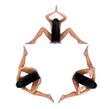 Nude girl on  white background