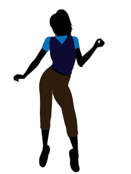Casual dressed female silhouette on a white background