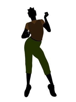 Casual dressed african american female silhouette on a white background