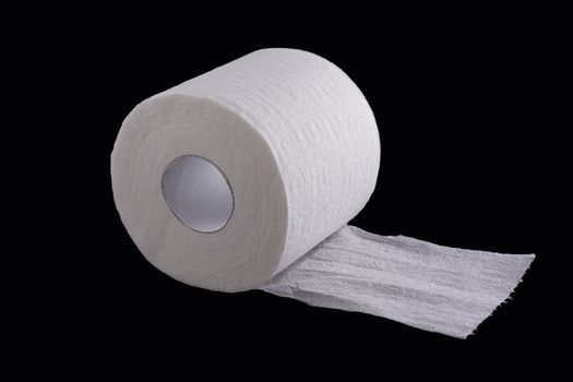 white toilet paper on black background