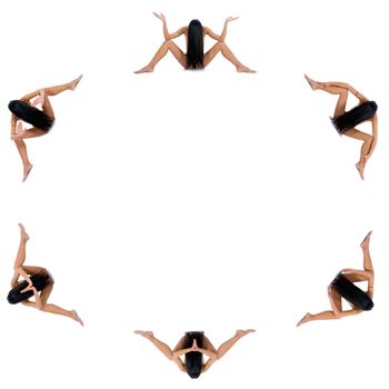 Nude girl on  white background