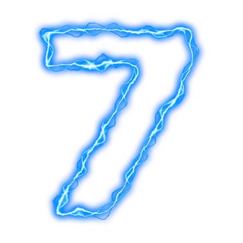 alphabet of blue lightning letters and numbers