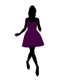 Casual dressed female silhouette on a white background