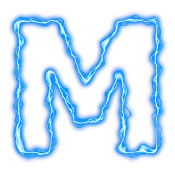 alphabet of blue lightning letters and numbers