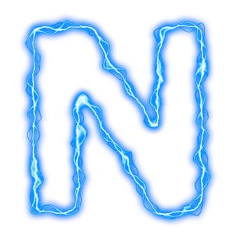 alphabet of blue lightning letters and numbers