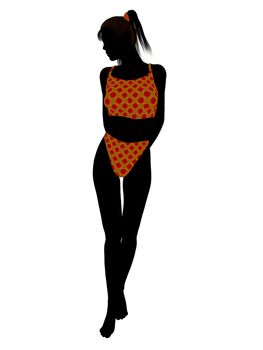 Female swimsuit illustration silhouette on a white background