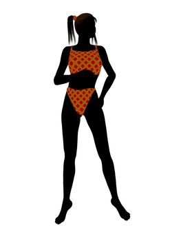 Female swimsuit illustration silhouette on a white background