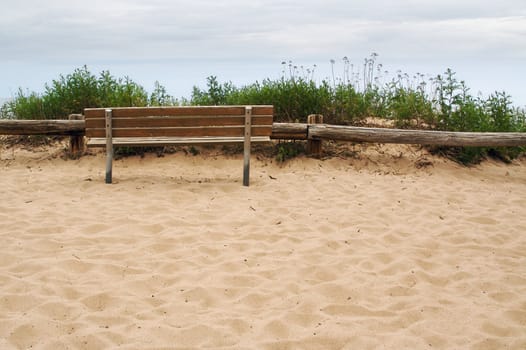 Lonely Bench on the Beach