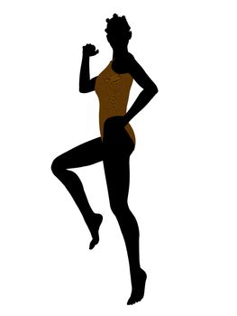 African american female swimsuit illustration silhouette on a white background