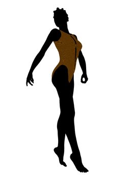 African american female swimsuit illustration silhouette on a white background