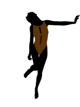 African american female swimsuit illustration silhouette on a white background