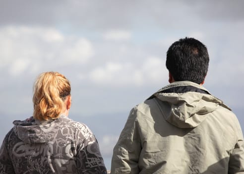 Couple on their honeymoon viewing the landmarks.