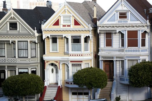 Victorian painted ladies houses in san francisco, ca.