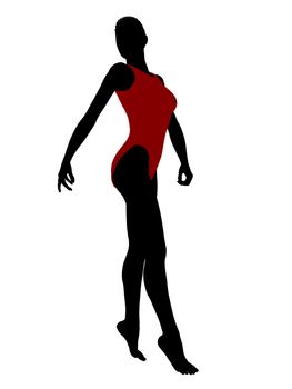 African american female swimsuit illustration silhouette on a white background
