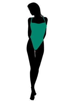 Female swimsuit illustration silhouette on a white background