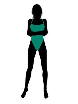 Female swimsuit illustration silhouette on a white background