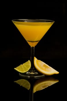 orange juice in cocktail glass
