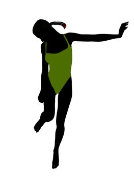 African american female swimsuit illustration silhouette on a white background