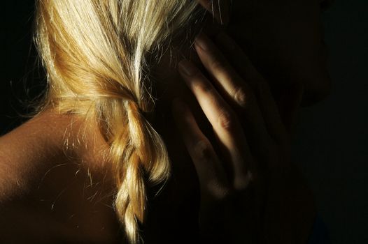 Abstract Blonde with Dramatic Lighting