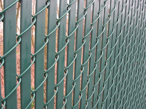 decorative green fence, used as safety and security in a yard
