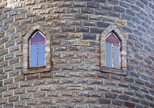 two old windows in the castles tower wall