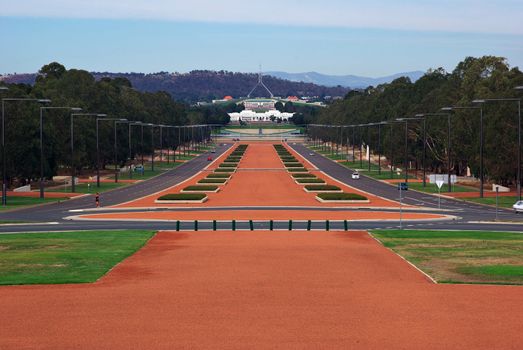 view to parliament house canberra from war memorial