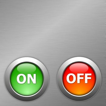 on and off button on metal background