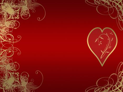 elegant golden arabesque design with love heart